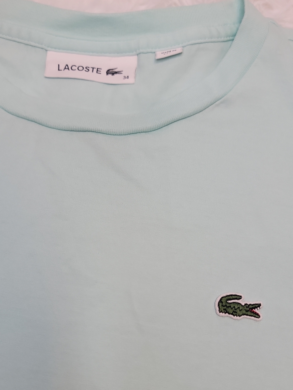 Lacoste Mint Green Crew Neck Short Sleeve Tee. Sz S/34